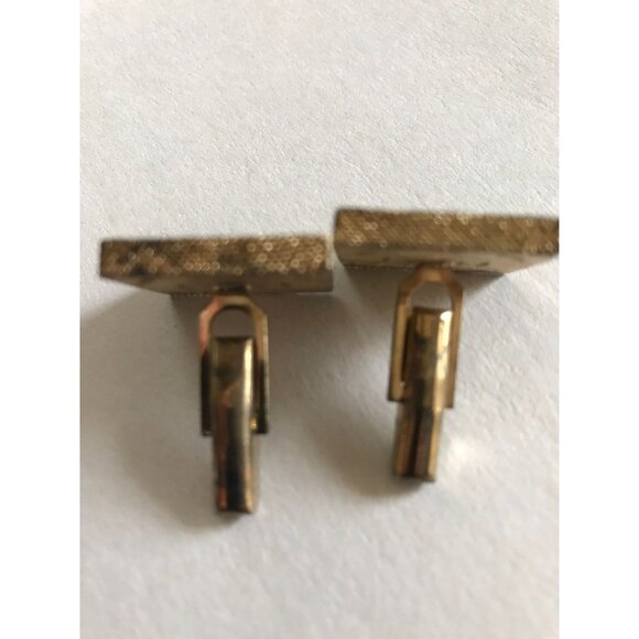 Vintage 1950's Square Cufflinks With Green Inlaid Gold Edges Stamped Sterling - Picture 9 of 10